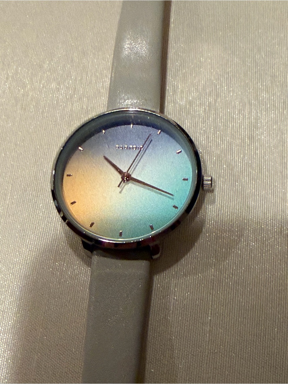 Parfois Minimal Gradient Face Leather Strap Watch - Gray